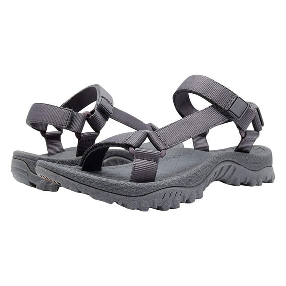 CAMEL Women's Hiking Sandals Adjustable Comfort Sandals Outdoor Footbed Casual Flat Sandal Summer Trekking Gray