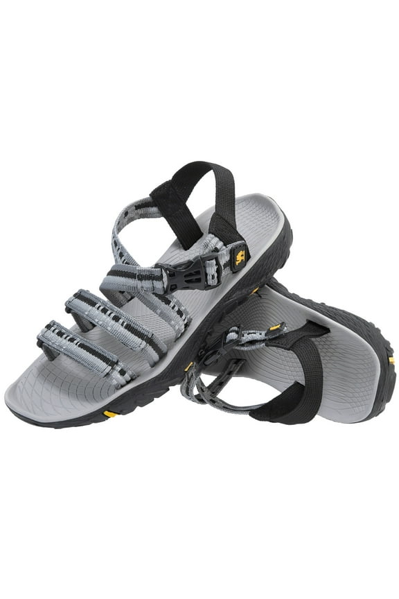 Women's Hiking Sandals Open Toe Water Athletic Sandals Outdoor Beach Shoes Grey Black