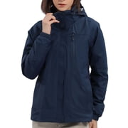 OutPro Womens Waterproof 3 in 1 Ski Jacket Windproof Activewear,Dark Blue,L