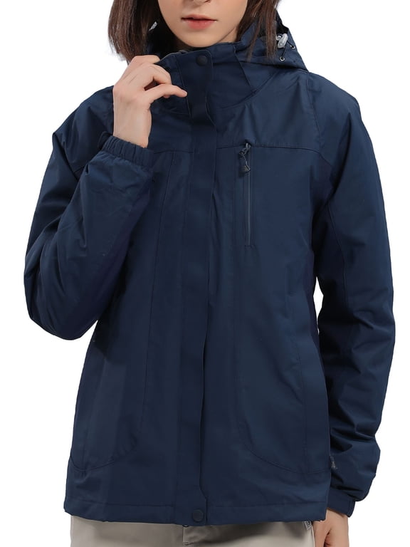 Women's Waterproof 3 in 1 Ski Jacket Windproof Activewear,Dark Blue,L