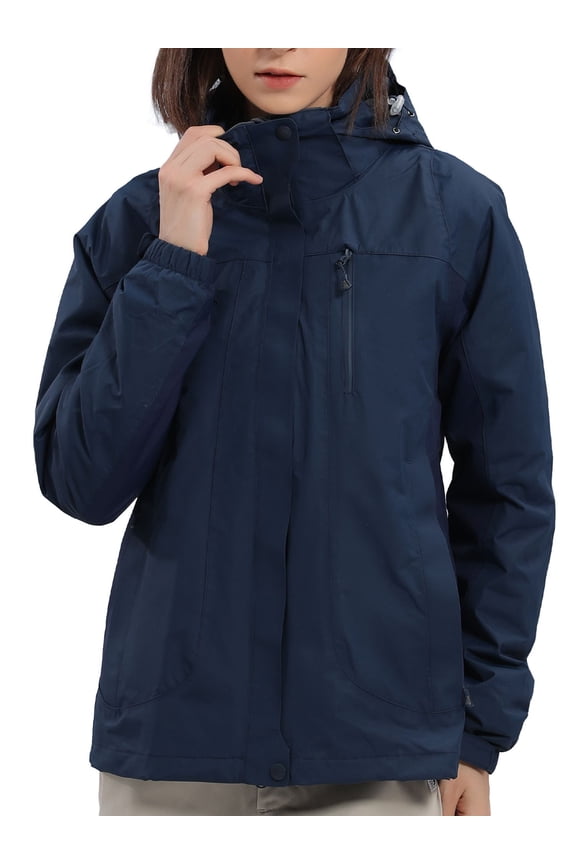 Women's Waterproof 3 in 1 Ski Jacket Windproof Activewear,Dark Blue,L