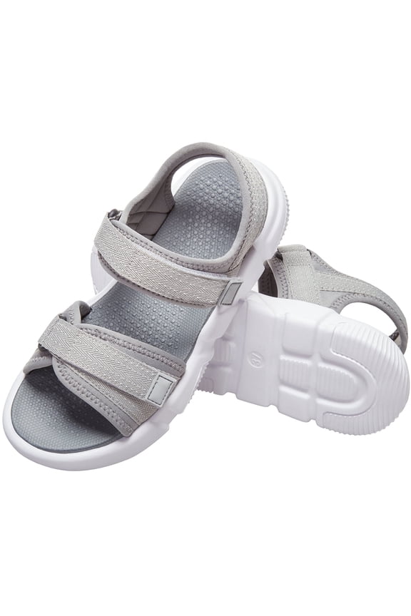 Womens Hiking Sandals Outdoor Lightweight Footbed Sandals Fashion Platform Beach Shoes Female Athletic Walking Sandals Gray
