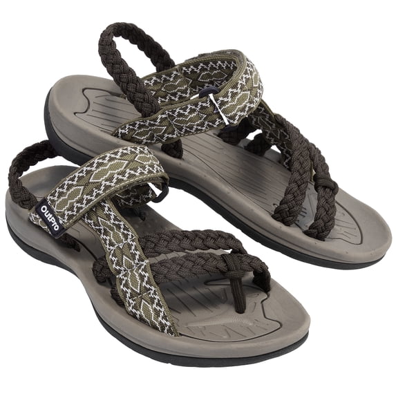 OutPro Womens Hiking Sandals for Female Comfortable Walking Sandals with Arch Support Athletic Sandals with Loop Straps for Beach Outdoor Coffee