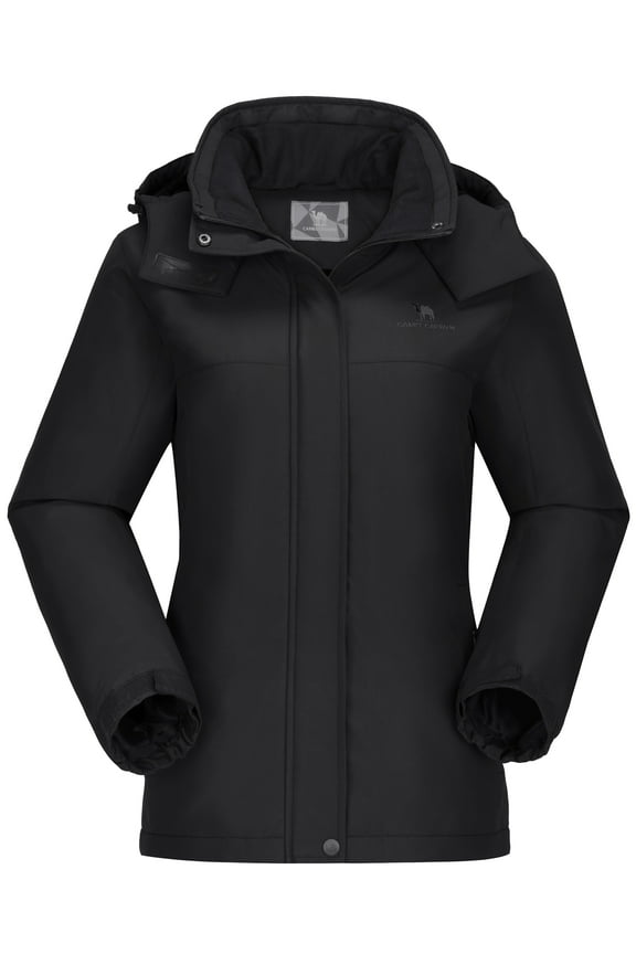 Womens Ski Jacket Waterproof Snow Outerwear Winter Windbreaker Anorak Coat Coat Black XL