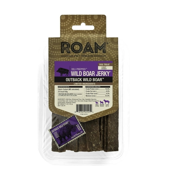 ROAM PETS Wild Boar Jerky Treats for Dogs, 5 oz