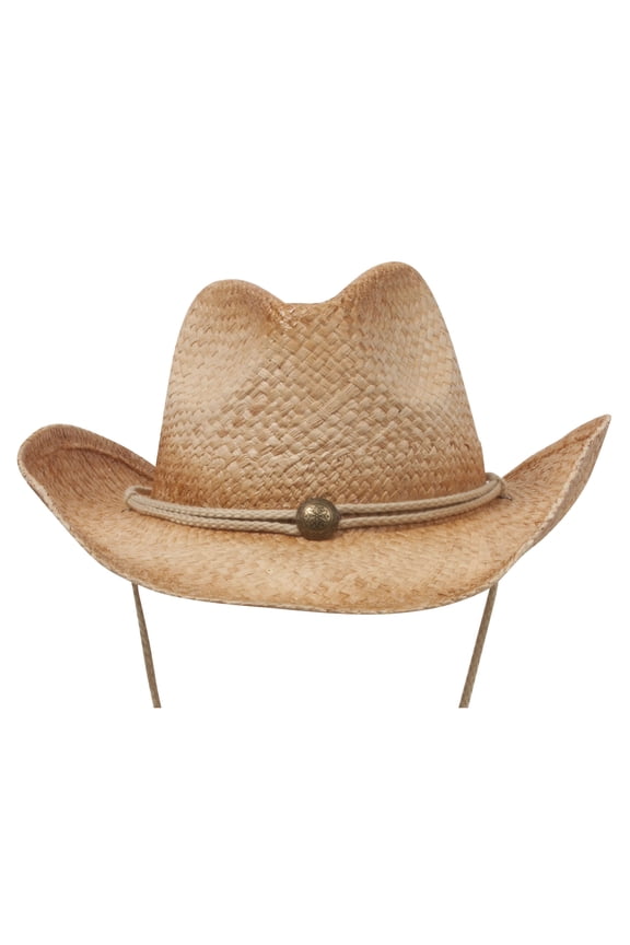 Outback Women's Cowboy Hat Tea Stained Shapeable Raffia Straw, Natural