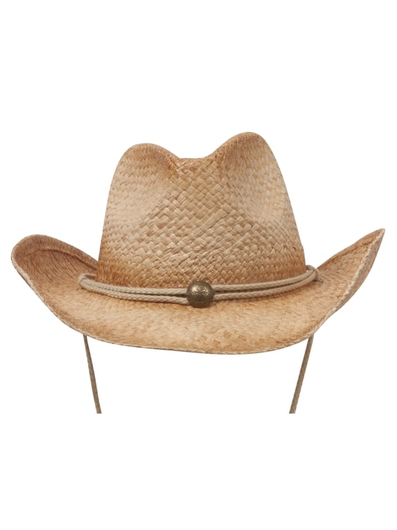 Outback Women's Cowboy Hat Tea Stained Shapeable Raffia Straw, Natural
