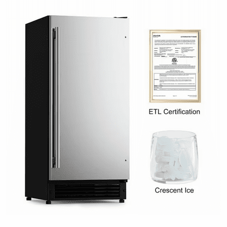 OUTBID 15" Built-in Crescent Ice Maker, No Drain Required, Under Counter Ice Machine for Kitchen, ETL Certification