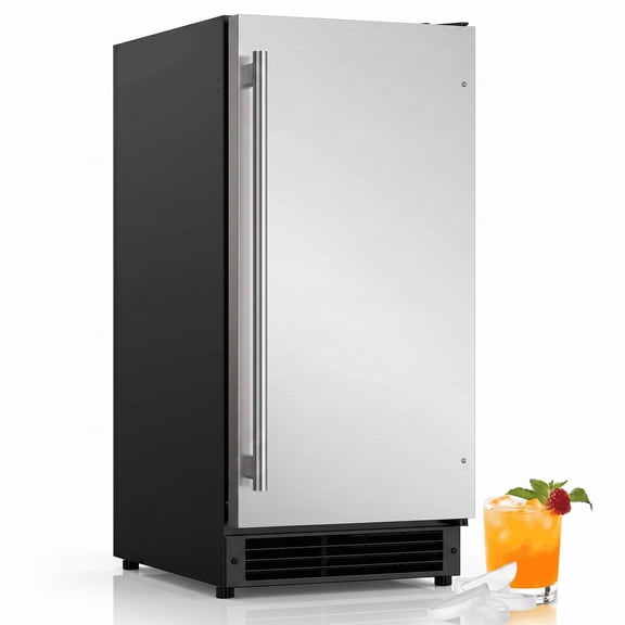 OUTBID 15" Under Counter Ice Maker Drainless, 25 lbs/24H Crescent Ice Machine with 22 lbs Storagefor Home Bar Kitchen Commercial, ETL