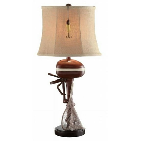 Outboard 30-Inch Table Lamp, Antique Ivory and Red