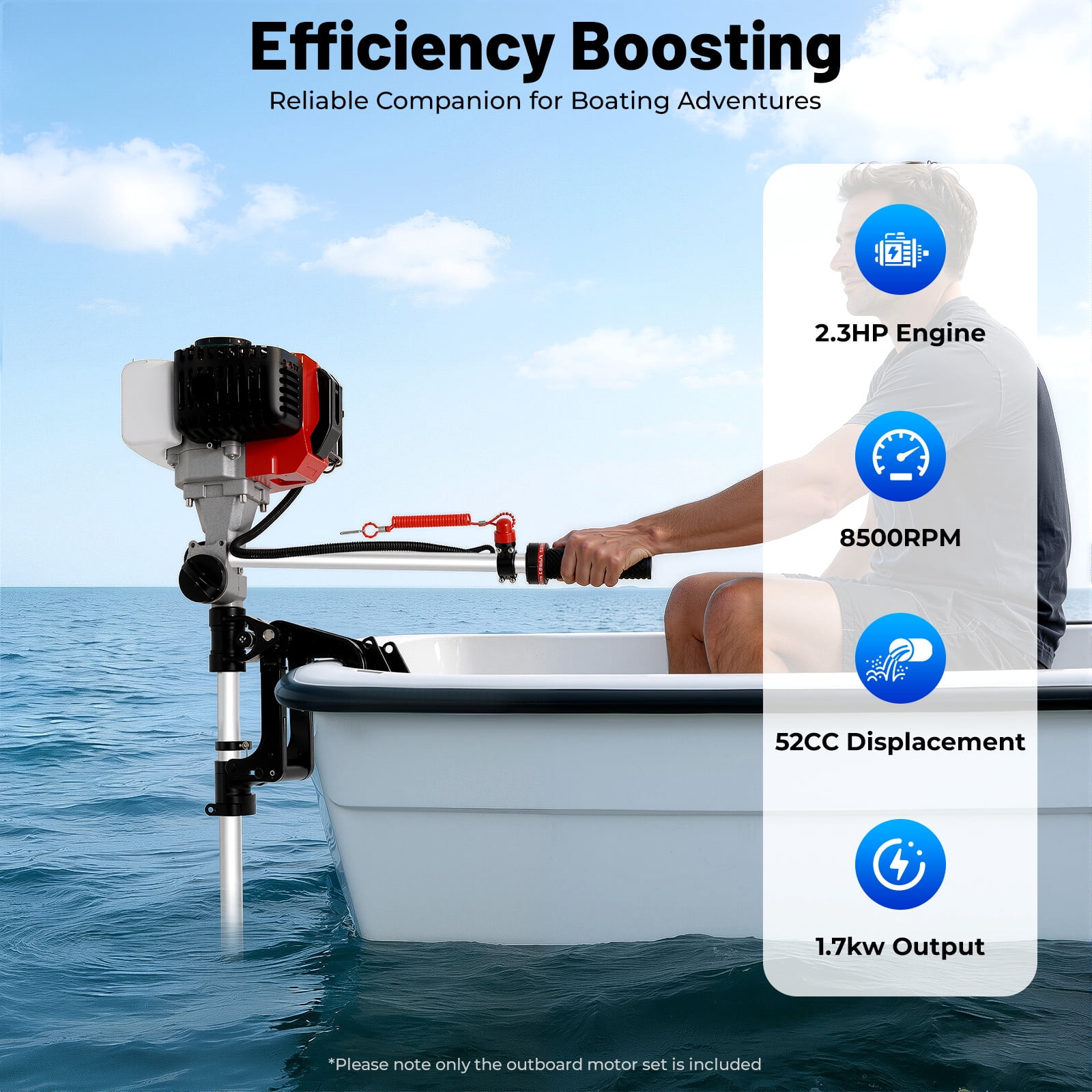 Outboard Boat Engine Motor For All Kinds of Small Boats 2 Stroke 2.3 HP 52CC