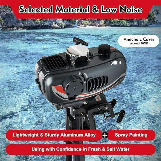 Outboard Boat Motor, 3.5HP 2Stroke Gas Powered Boat Engine, 49CC Heavy Duty Outboard Motor w