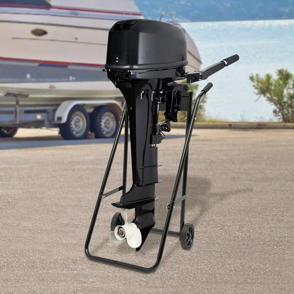 Outboard Boat Motor Stand, Folding Engine Support Stand w/2 Wheels, Cold-rolled Steel Heavy Duty Outboard Engine Carrier Cart Dolly Storage for Storage, Motor Transportation Hand Dolly Cart