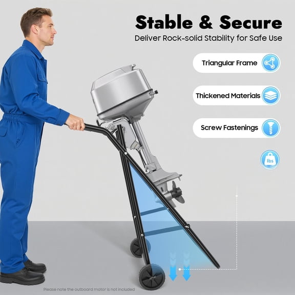 Outboard Boat Motor Stand Heavy Duty Outboard Motor Engine Trolley Stand Carrier Cart Dolly Storage for Long Short Shaft Motor Transportation 50kg Capacity
