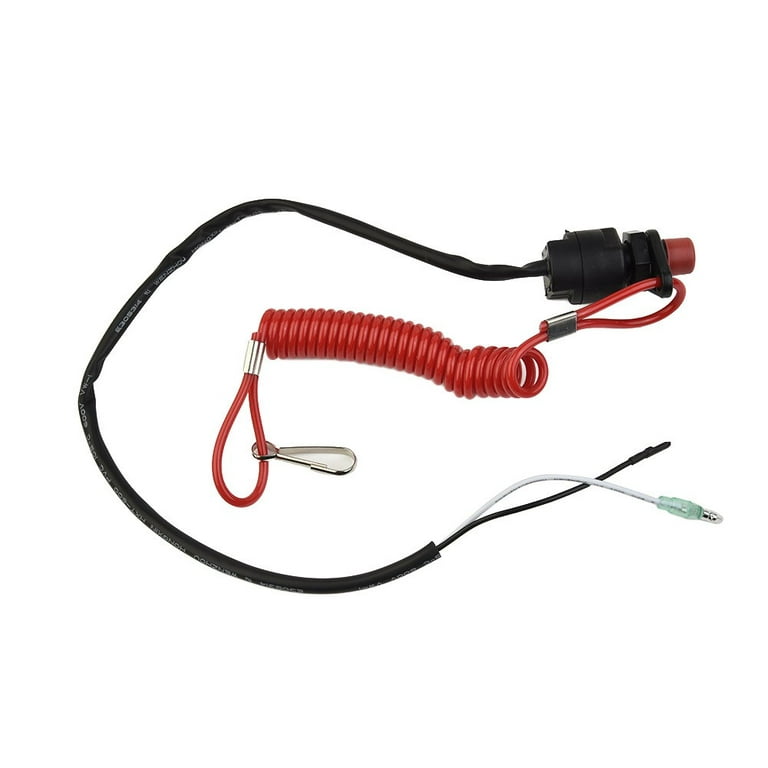2 Pcs Boat Outboard Engine Motor Kill Stop Switch Safety Lanyard Clip Set  ,Red