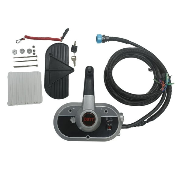 Outboard Engine Side Mount Remote Control Box 8M0138641 Boat Throttle Control Fit for Mercury With Trim Switch And Lanyard 14pins 20FT Main Harness Pull to open