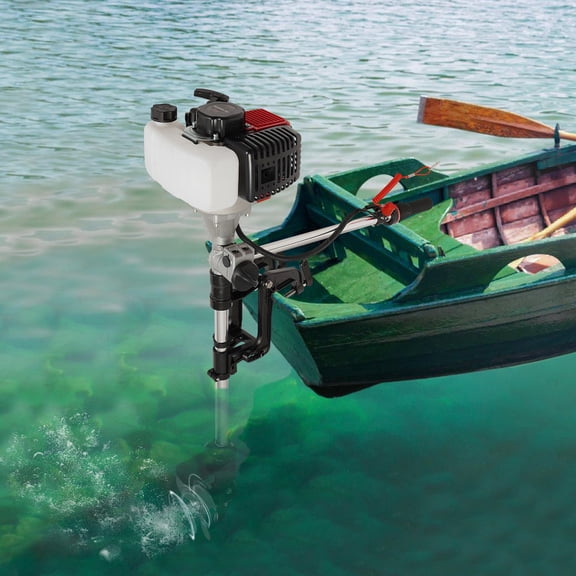 Outboard Motor 2.3 HP 2 Stroke, Portable Boat Engine with Air Cooling System, Lightweight Marine Motor for Inflatable Boat Dinghy Kayak Small Fishing Boat, 52cc 1.7kW Pull Start (0.22 Gal Tank)