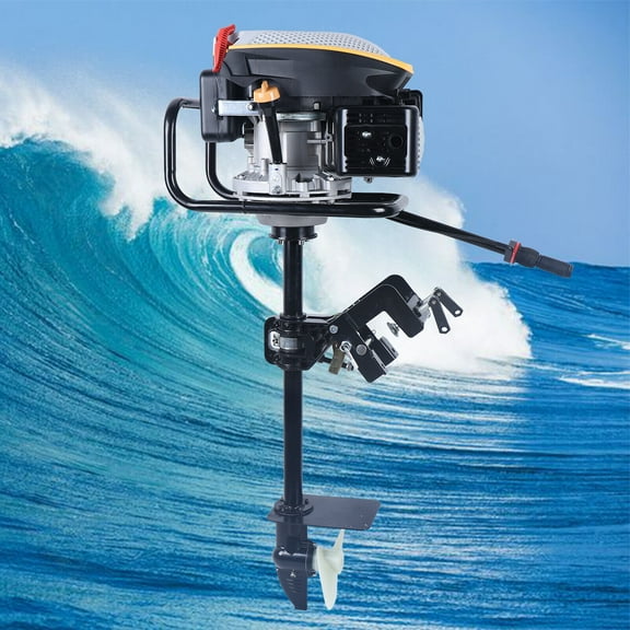 Outboard Motor 4 Stroke Boat Engine 4.3kw Air-cooled Outboard Engine with Air Cooling TCI System and Manual Recoil Start for Inflatable Fishing Boats Yachts Water Sport Tools
