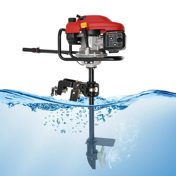 Outboard Motor 4-Stroke Outboard Boat Motor Engine Fishing Boat Inflatable Outboard Motor 7.5HP Gasoline w/CDI System Air-cooled for Inflatable Boats, Iron Boats,Plastic Boats