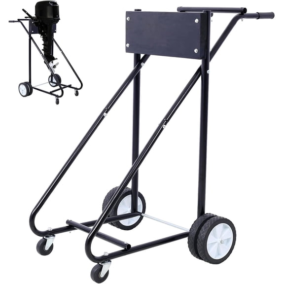 Outboard Motor Stand - 315LBS Capacity Outboard Boat Motor Engine Stand with 4 Rubber Casters Multi-Functional Support Engine Carrier Cart Dolly for Motor Repair Maintenance Transport Storage, Black