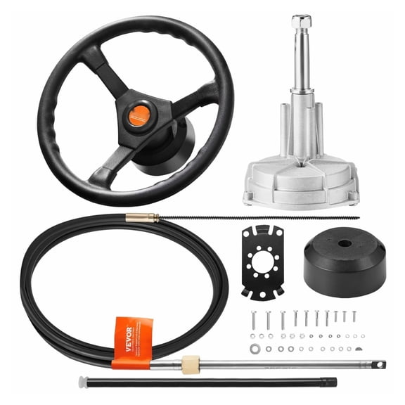 Outboard Steering System 10' Cable Kit - Marine Steering Wheel & Kit 3/4'' Shaft for Yacht & Boat