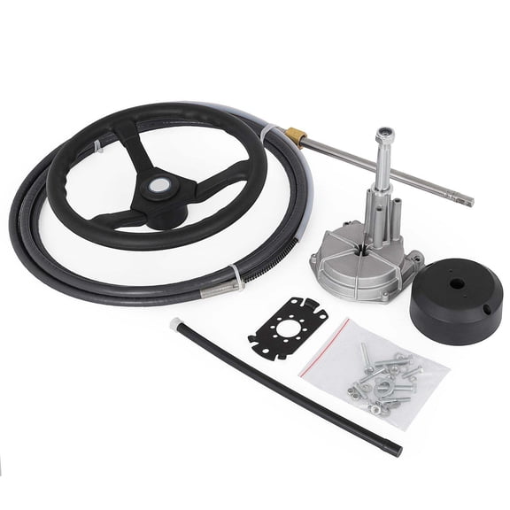 Outboard Steering System 15ft Cable & 13" Wheel - Safe-T Quick Connect Rotary Marine Steering Kit for Boats & Yachts