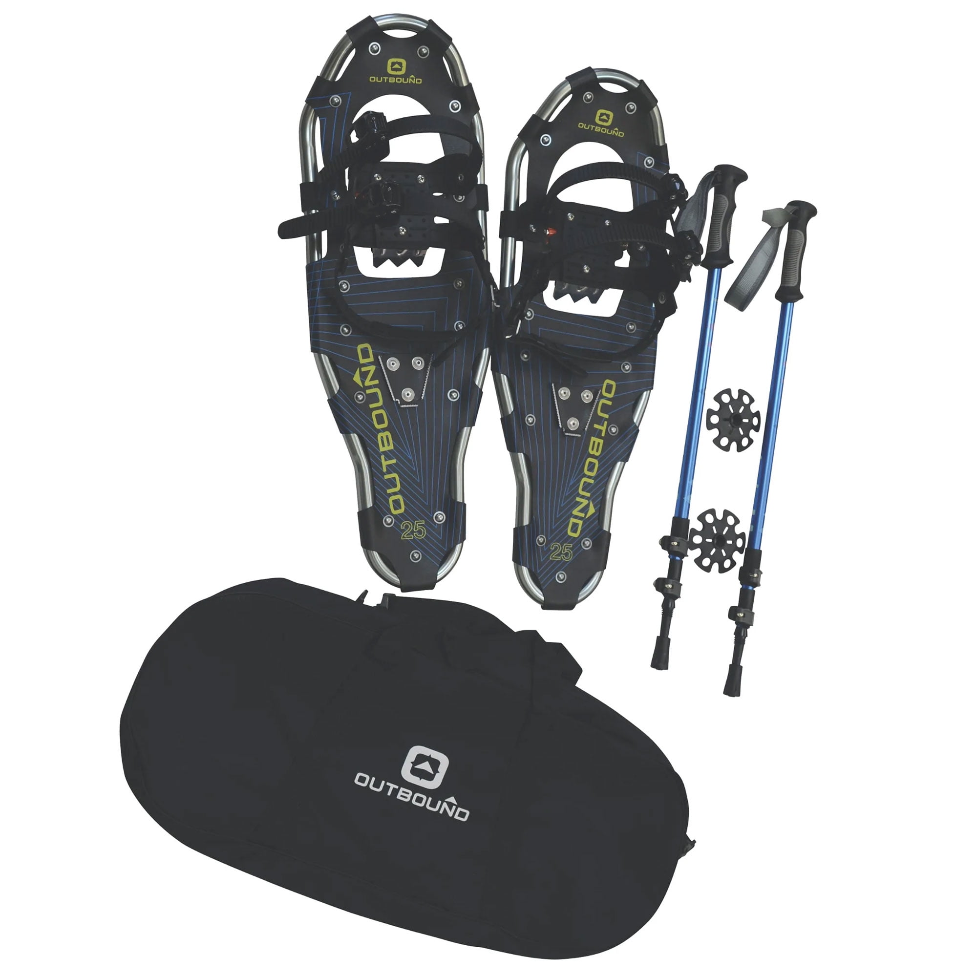 Outbound Lightweight 25 In Aluminum Snowshoes Kit with Poles & Carrying