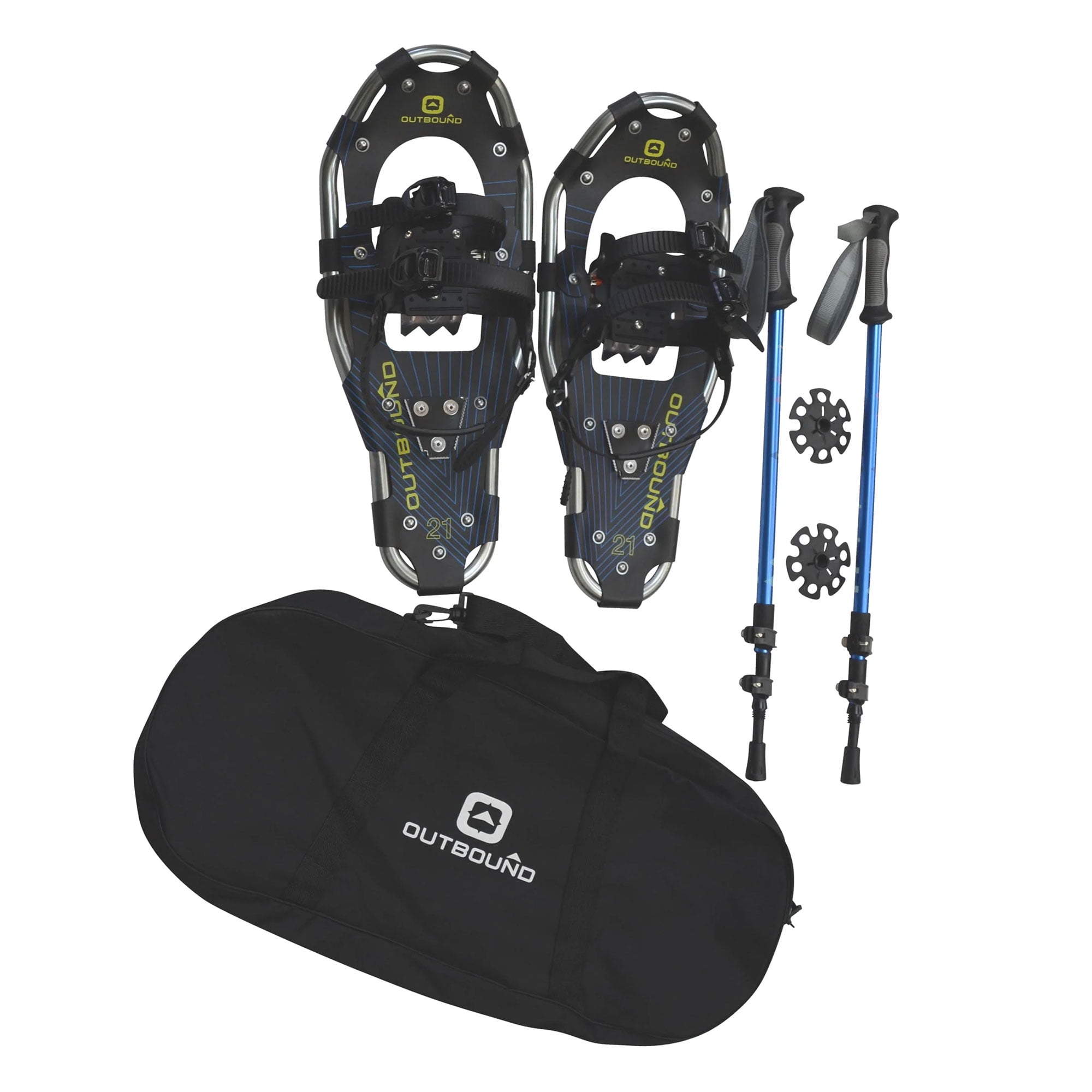 Outbound Lightweight 30 In Aluminum Snowshoes Kit with Poles & Carrying