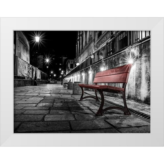 Outchill, L. 18x15 White Modern Wood Framed Museum Art Print Titled - Night Bench