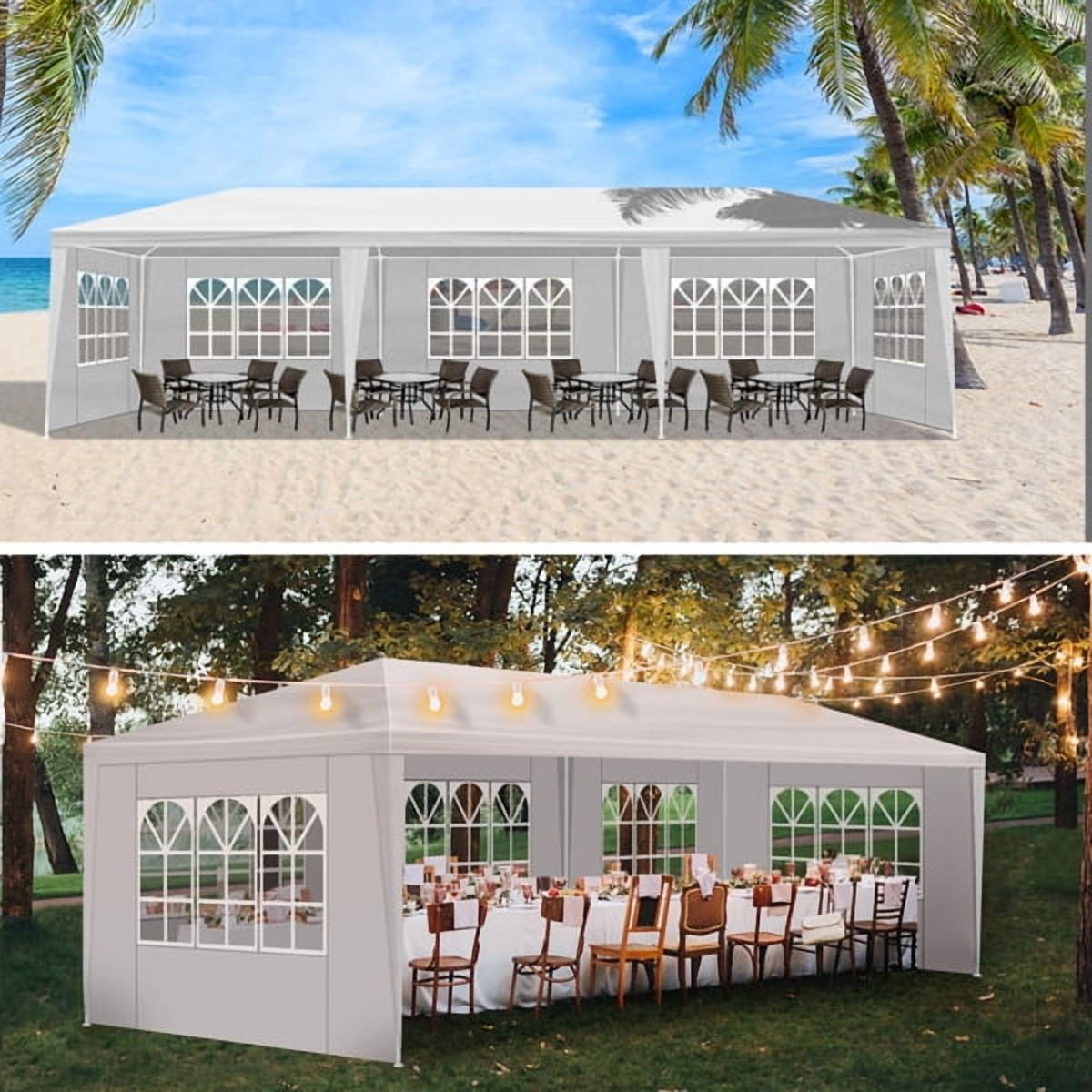 Outdoor 10' X 30' Canopy Tent with 7 Side Walls for Party Wedding Camping and BBQ