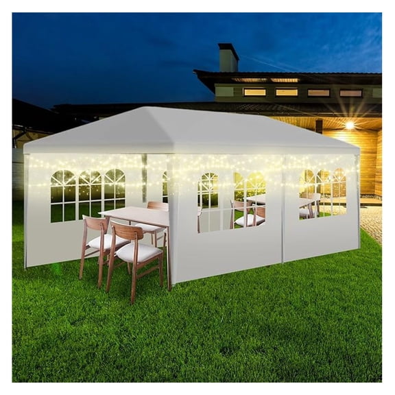 Outdoor 10' x 20' White Gazebo Canopy Tent with 4 Removable Sidewalls, Party Shade Shelter Feet Tent with Transparent Windows for Wedding, Birthday, Events, Gatherings, BBQ, Patio