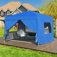 thumbnail image 1 of Outdoor 10 x 10 Ft Pop Up Gazebo Canopy Tent with Removable Sidewall with Zipper, 2 Pieces Sidewall with Mosquito Netting, 4 Pieces Weight Sand Bag, Carry Bag, Blue, 1 of 8