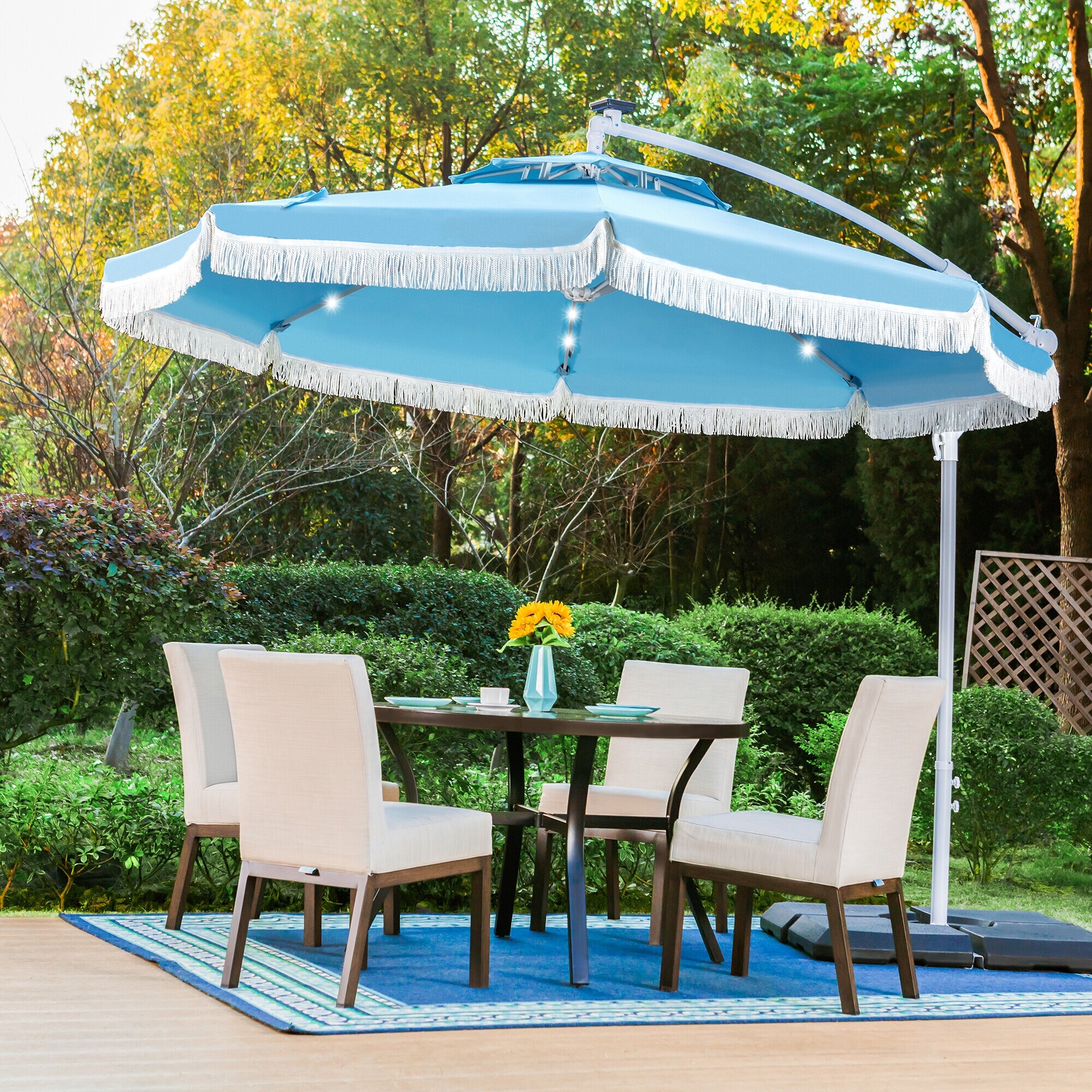 Outdoor 10Ft Double Top Crank Umbrella Patio Cantilever Umbrella with