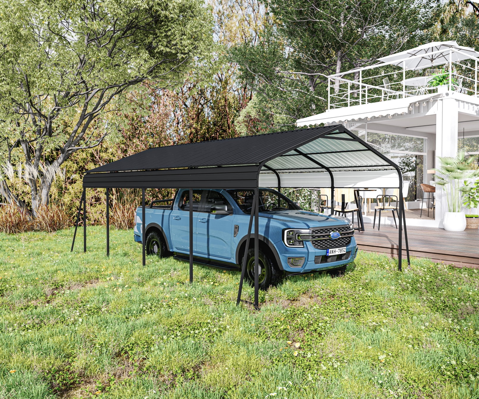 Caravan Canopy Heavy Duty Steel Frame Carport Shelter - 10x20 Ft White Canopy - View #2