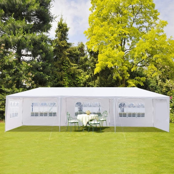 Outdoor 10x30 Tent, Party Wedding Tent Canopy with Removable Sidewalls, Portable Canopy Shelter Tent Pavilion for Market, Outside Tents for Events, Backyard, White