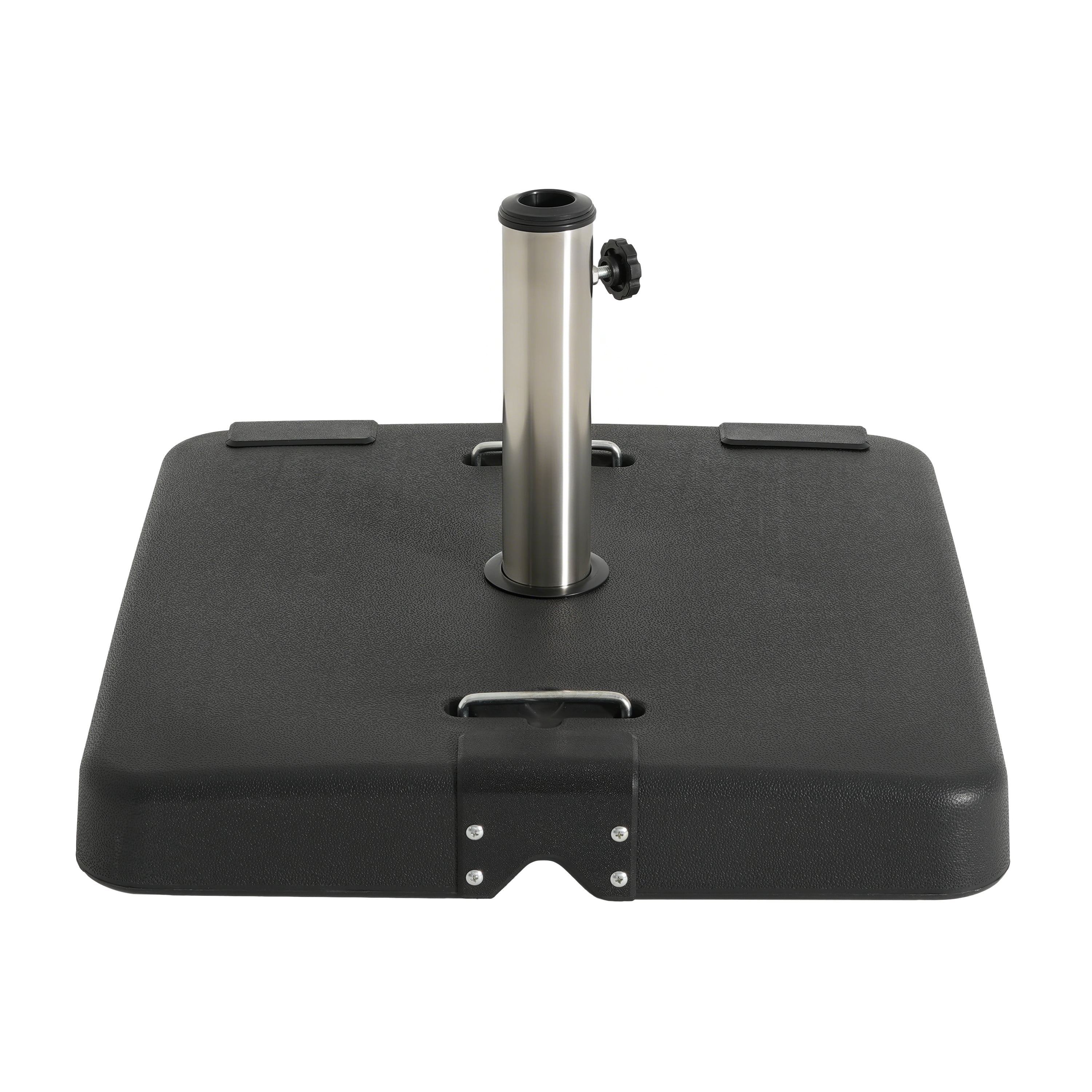 Outdoor 114lb Concrete Square Umbrella Base with Stainless Steel Collar, Black
