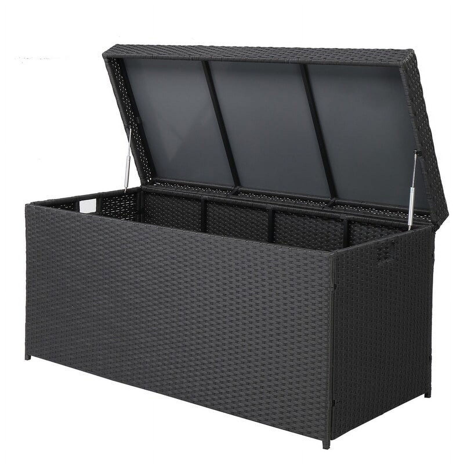 Black Wicker and Plastic Large Outdoor Deck Box