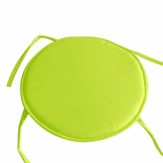 Outdoor 15 inch Round Patio Dining Chair Pads – Comfortable Fiber-Filled Seat Cushions with Ties, Reversible Polyester Fabric