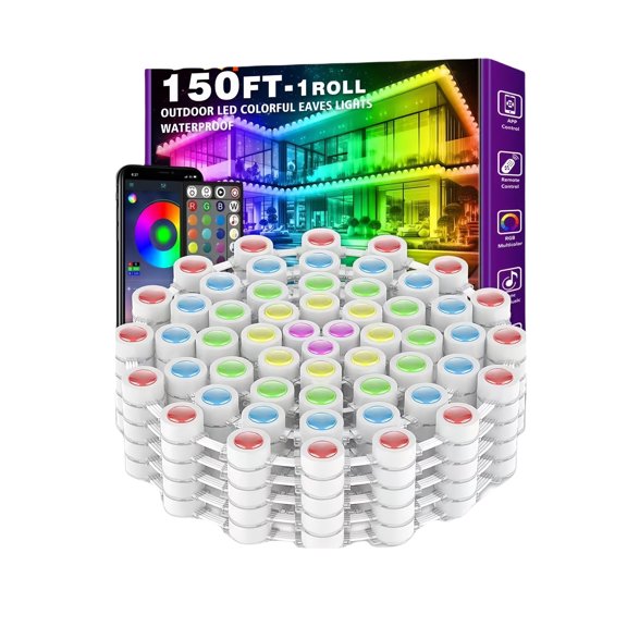 Outdoor 150FT RGB LED Smart App Control Lights with DIY Scene Modes and Music Synchronization