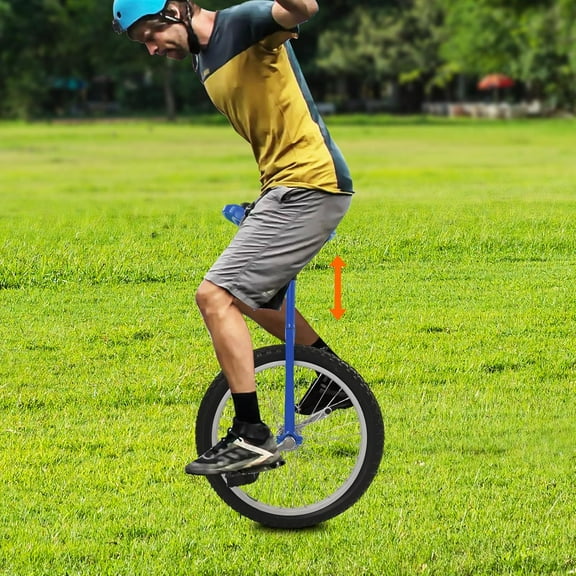 Outdoor 18.1 inch Wheel Unicycle Adjustable Seat Altitude Exercise Bicycle Fit Adults Kids Outdoor Sports Fitness Cycling ActivityBlue