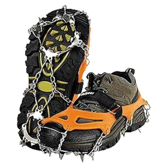 Outdoor 18/19 Tooth Ice Claw NonSlip Shoe Soles Spikes Chain Stainless Steels Ice Grippers Spikes Easy to Us