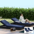 thumbnail image 1 of Outsunny 2-Piece Patio Chair Cushions with Back, 72" x 21" x 3" Replacement Cushions with Ties for Outdoor Lounge Chair, Navy Blue, 1 of 9