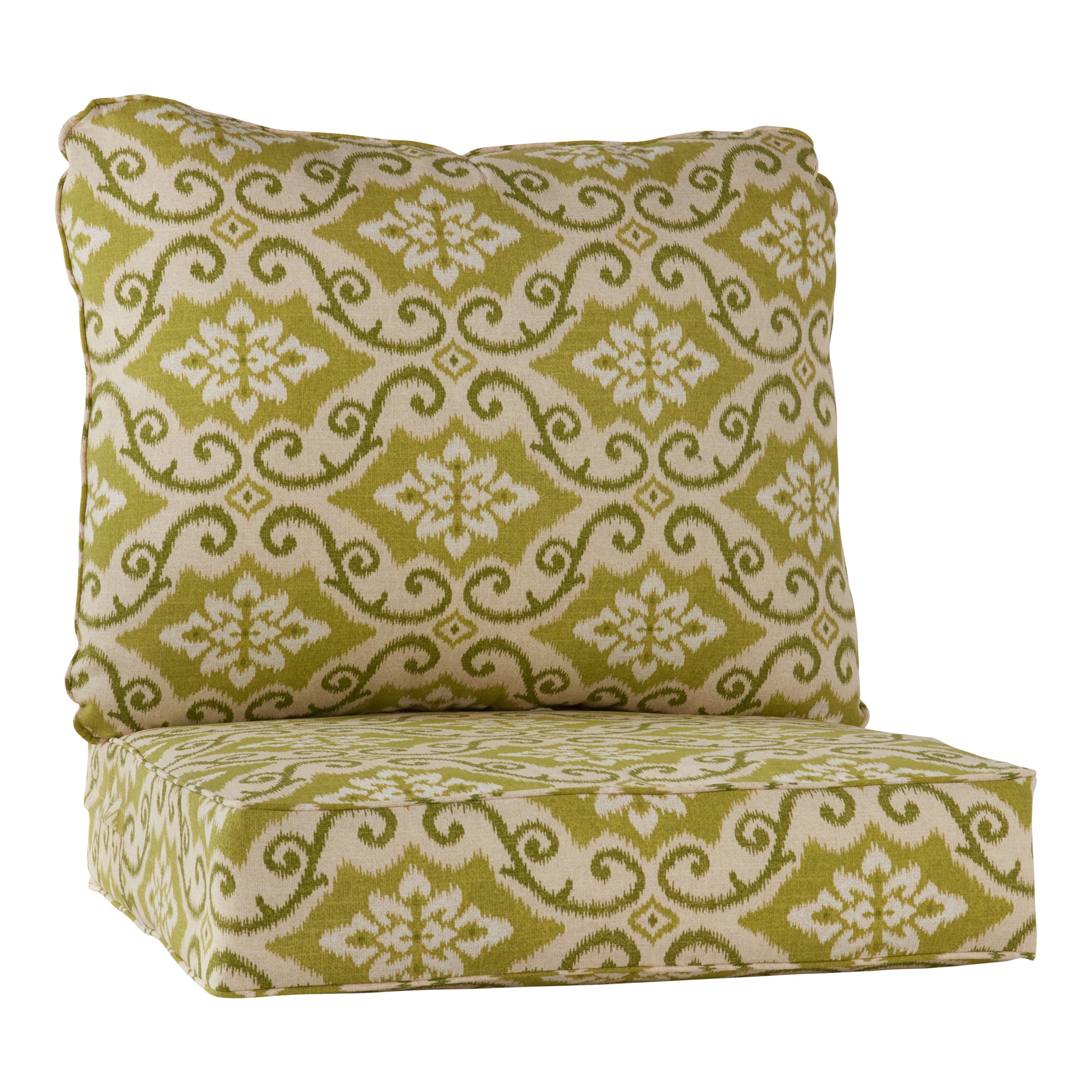 Shoreham Ikat Green and Beige Polyester Lounge Chair Cushion Set