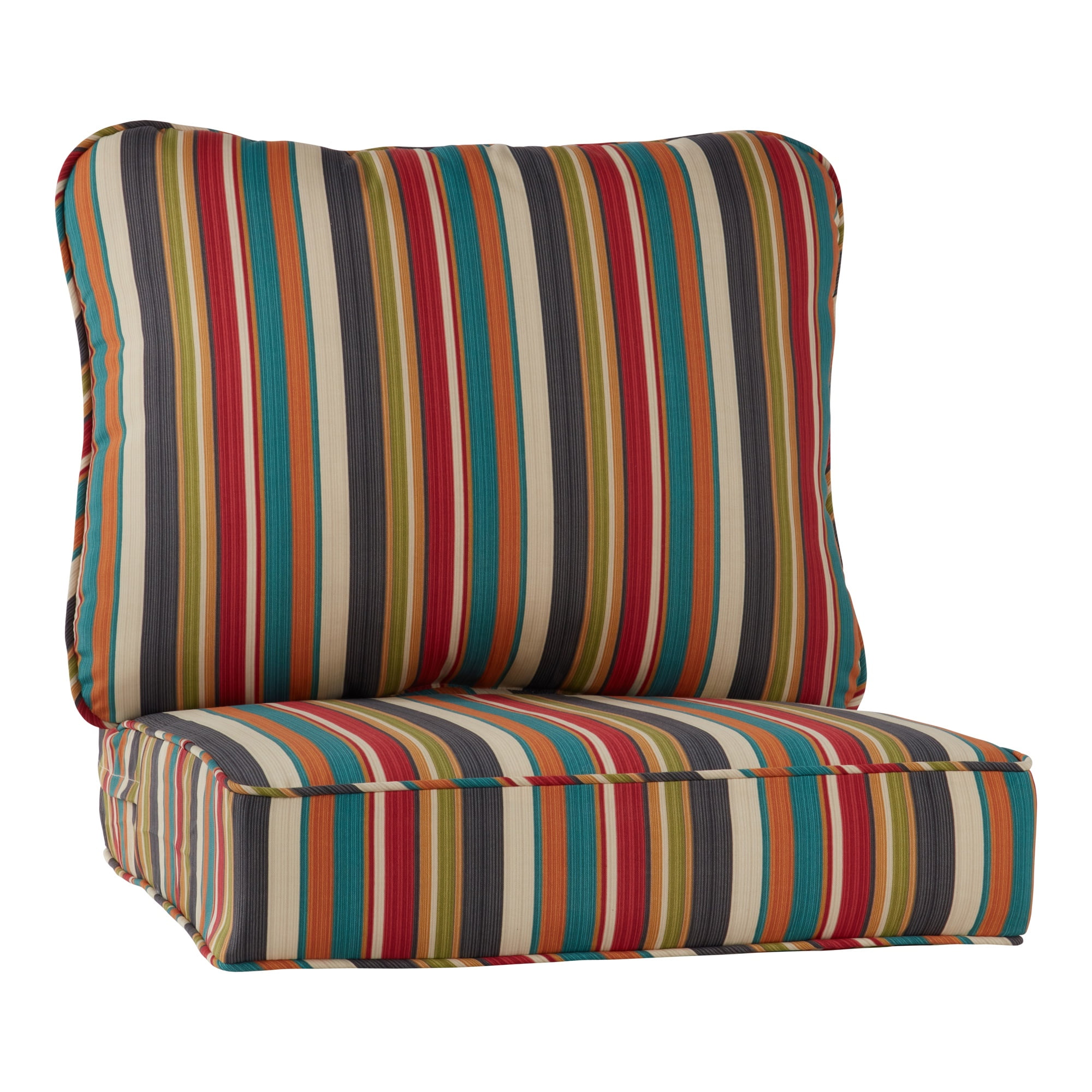 Sunset Stripe Polyester Outdoor Lounge Chair Cushion Set