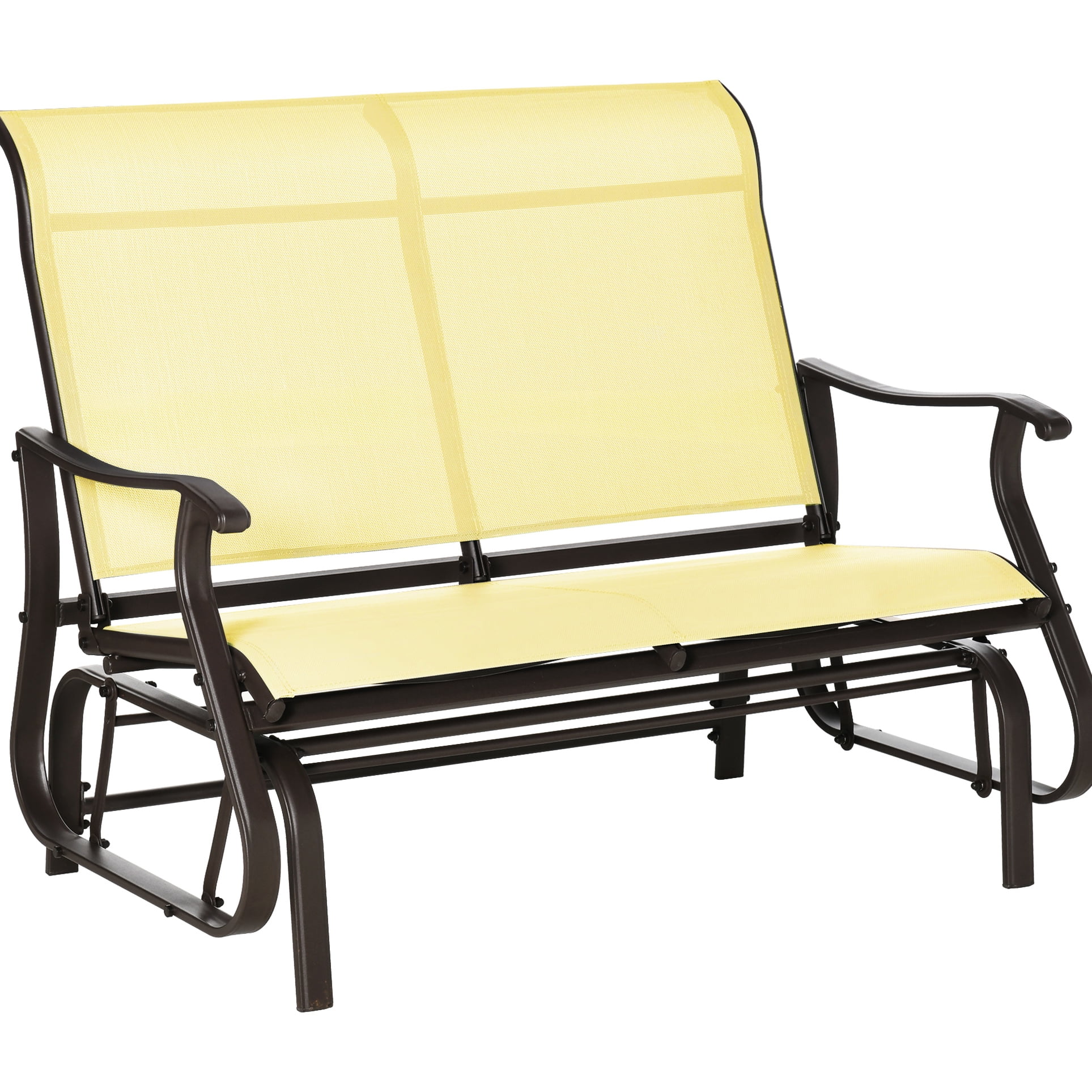 Outdoor 2 Rocking Glider Bench, Steel, Beige Chair With Gliding ...