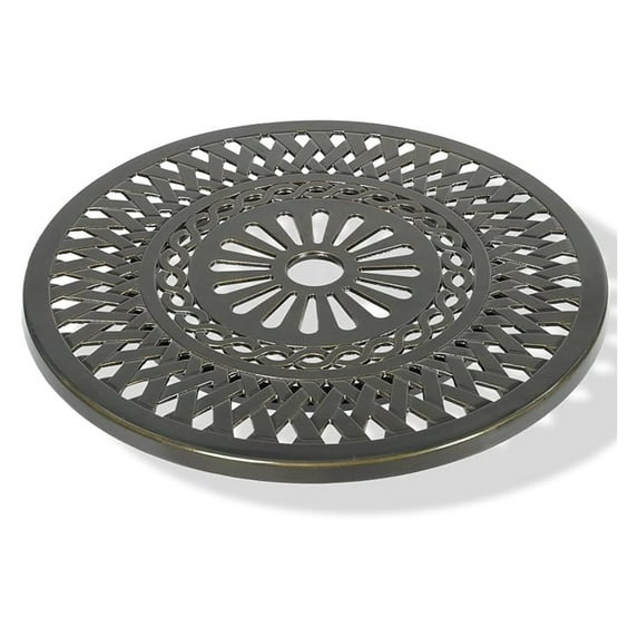 Outdoor 24" Lazy Susan Turntable for Table, All Weather Cast Aluminum Round Serving Plate Rotating Tray with 2.4" Umbrella Hole, Silent & Smooth Spin, Dark Bronze