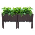 thumbnail image 1 of Outdoor 2Pcs Plastic Raised Garden Bed Self-Watering Plastic Planter Garden Splicing Injection Planting Box Stand (Brown), 1 of 7