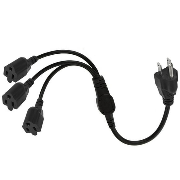 Outdoor 3-Outlet Power Splitter. 90-Degree Flat Plug 1 to 3 Way Outlet Adapter SJTW 16AWG 3-Prong Power Cord Extension Strip with Outlet Cover for Holiday Decoration String Light(1.5FT