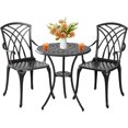thumbnail image 1 of Outdoor 3 Piece Bistro Set Cast Aluminum Bistro Table and Chairs Set of 2, All Weather Bistro Patio Set, Patio Furniture for Garden Black, 1 of 8