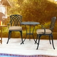 thumbnail image 1 of Outdoor 3 Piece Bistro Set Cast Aluminum Bistro Table and Chairs with Cushions, 1 of 7